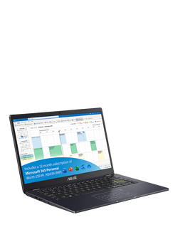 ASUS E410 Laptop, Intel Pentium Silver Processor, 4GB RAM, 128GB eMMC, 14" Full HD, Blue, Blue