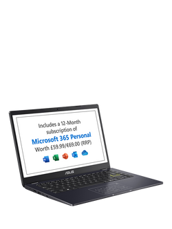 ASUS E410 Laptop, Intel Pentium Silver Processor, 4GB RAM, 128GB eMMC, 14" Full HD, Blue - view 2, Blue