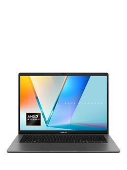 ASUS Vivobook S14 Laptop, AMD Ryzen AI 5 Processor, 16GB RAM, 1TB SSD, 14” WUXGA OLED, Silver, Silver