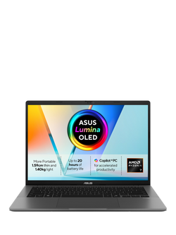 ASUS Vivobook S14 Copilot+ PC Laptop, AMD Ryzen AI 7 Processor, 32GB RAM, 1TB SSD, 14” WUXGA OLED, Grey, Grey
