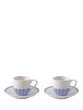 Villeroy & Boch Fleur Porcelain Espresso Cup & Saucer, Set of 2, 70ml, Bleu