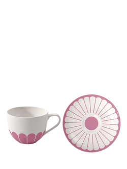 Villeroy & Boch Fleur Porcelain Coffee Cup & Saucer, 160ml, Cassis, Multi White
