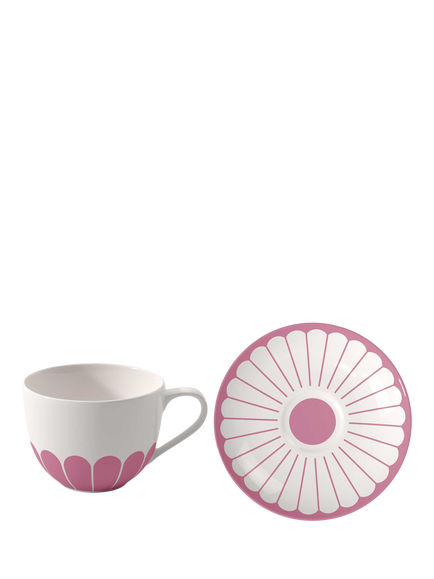 Villeroy & Boch Fleur Porcelain Coffee Cup & Saucer, 160ml, Cassis, Multi White
