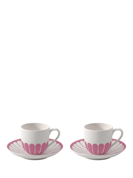 Villeroy & Boch Fleur Porcelain Espresso Cup & Saucer, Set of 2, 70ml, Cassis, Multi White
