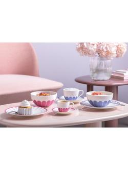 Villeroy & Boch Fleur Porcelain Espresso Cup & Saucer, Set of 2, 70ml, Cassis - view 2, Multi White