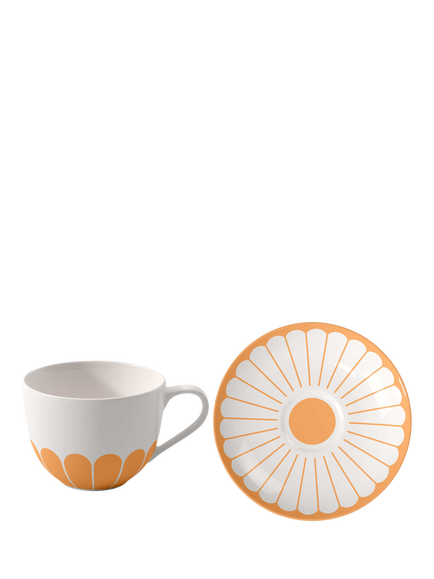 Villeroy & Boch Fleur Porcelain Coffee Cup & Saucer, 160ml, Soleil, Multi White