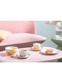 Villeroy & Boch Fleur Porcelain Coffee Cup & Saucer, 160ml, Soleil - view 2, Multi White