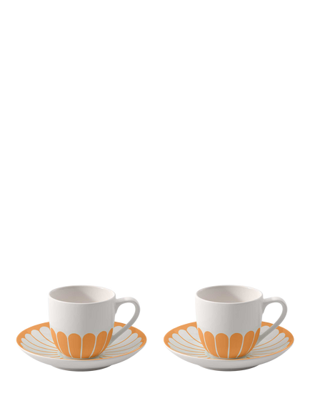 Villeroy & Boch Fleur Porcelain Espresso Cup & Saucer, Set of 2, 70ml, Soleil, Multi White