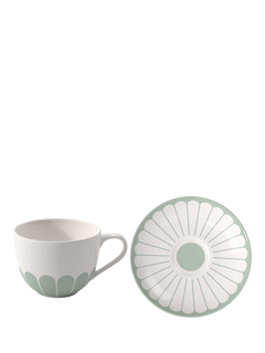 Villeroy & Boch Fleur Porcelain Coffee Cup & Saucer, Set of 2, 160ml, Vert
