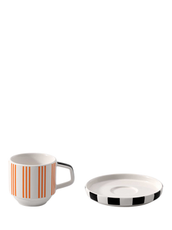 Villeroy & Boch Memphis Porcelain Espresso Cup & Saucer, 60ml, Multi, Multi