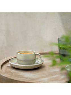like. by Villeroy & Boch Perlemor Porcelain Espresso Cup & Saucer, Set of 2, 60ml, Alga - view 2, Mid Green