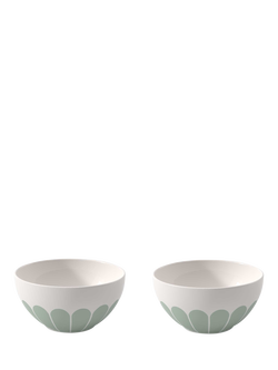 Villeroy & Boch Fleur Porcelain Cereal Bowl, Set of 2, 14cm, Vert, Multi White