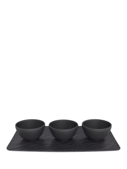 Villeroy & Boch Manufacture Rock Porcelain Dip Set, 4 Piece, Black
