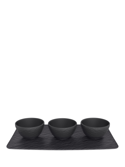 Villeroy & Boch Manufacture Rock Porcelain Dip Set, 4 Piece, Black