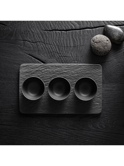 Villeroy & Boch Manufacture Rock Porcelain Dip Set, 4 Piece - view 2, Black