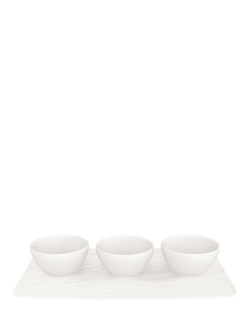 Villeroy & Boch Manufacture Rock Porcelain Dip Set, 4 Piece, White