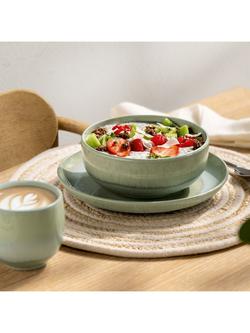 like. by Villeroy & Boch Perlemor Porcelain Cereal Bowl, Set of 2, 15cm, Alga - view 2, Mid Green