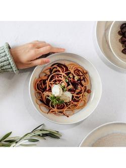 like. by Villeroy & Boch Perlemor Porcelain Pasta Bowl, Set of 2, 22cm, Sand - view 2, Natural