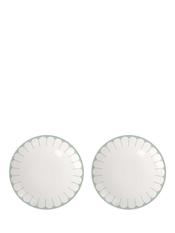 Villeroy & Boch Fleur Porcelain Breakfast Plate, Set of 2, 21cm, Vert, Multi White