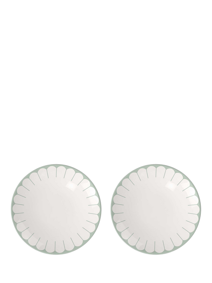 Villeroy & Boch Fleur Porcelain Breakfast Plate, Set of 2, 21cm, Vert, Multi White