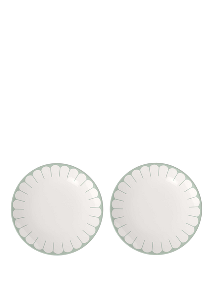 Villeroy & Boch Fleur Porcelain Dinner Plate, Set of 2, 26cm, Vert, Multi White