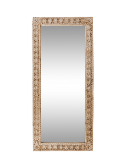 nkuku Tannir Hand Carved Mango Wood Full Length Wall Mirror, 166 x 75cm, Natural, Natural