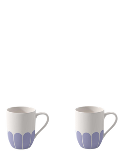 Villeroy & Boch Fleur Porcelain Mug, Set of 2, 290ml, Bleu, Multi White