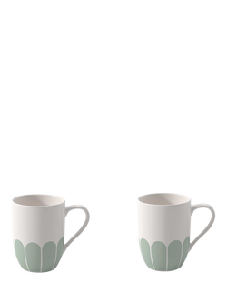 Villeroy & Boch Fleur Porcelain Mug, Set of 2, 290ml, Vert, Multi White