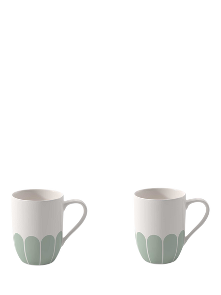 Villeroy & Boch Fleur Porcelain Mug, Set of 2, 290ml, Vert, Multi White