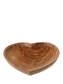 Selbrae House Olive Wood Low Rise Heart Dish, 21cm, Natural, Wood