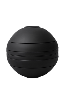 Villeroy & Boch Iconic La Boule Stacking Porcelain Dinnerware Set, 7 Piece, Black, Black