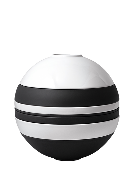 Villeroy & Boch Iconic La Boule Stacking Porcelain Dinnerware Set, 7 Piece, Black/White, Multi