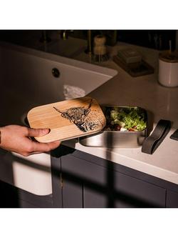 Selbrae House Highland Cow Oak and Stainless Steel Lunch Box - view 2, Silver