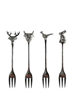 Selbrae House Country Animals Pastry Forks, Set of 4, Silver