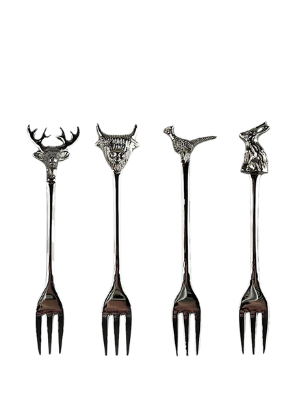 Selbrae House Country Animals Pastry Forks, Set of 4, Silver