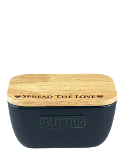Selbrae House Spread The Love Oak and Ceramic Butter Dish, Blue, Blue