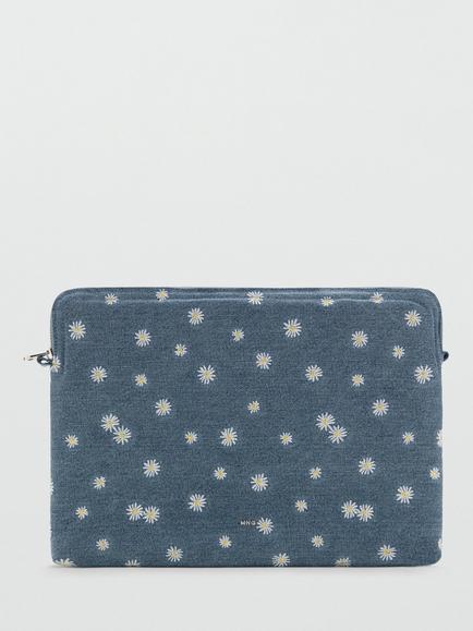 Mango Margari Zipped Floral Laptop Cover, Open Blue, Open Blue