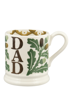 Emma Bridgewater Oak Leaf 'Dad' Half Pint Earthenware Mug, 300ml, Multi