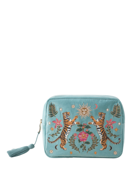 Elizabeth Scarlett Celestial Tiger Wash Bag, Light Blue, Light Blue