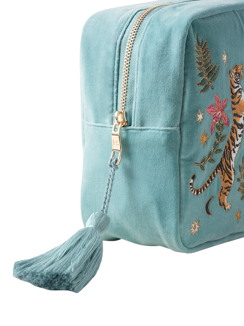 Product image 3 of 3, which shows Elizabeth Scarlett Celestial Tiger Wash Bag, Light Blue