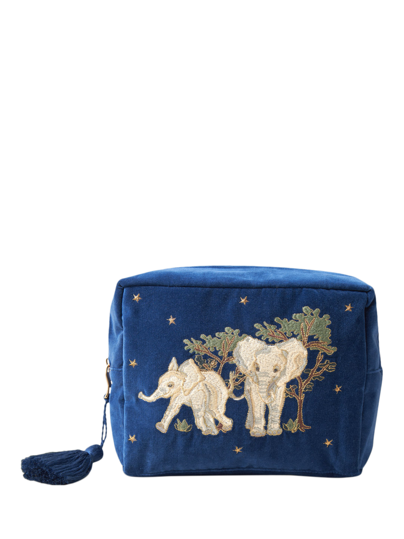 Product image 1 of 5, which shows Elizabeth Scarlett Elephant Wash Bag, Navy