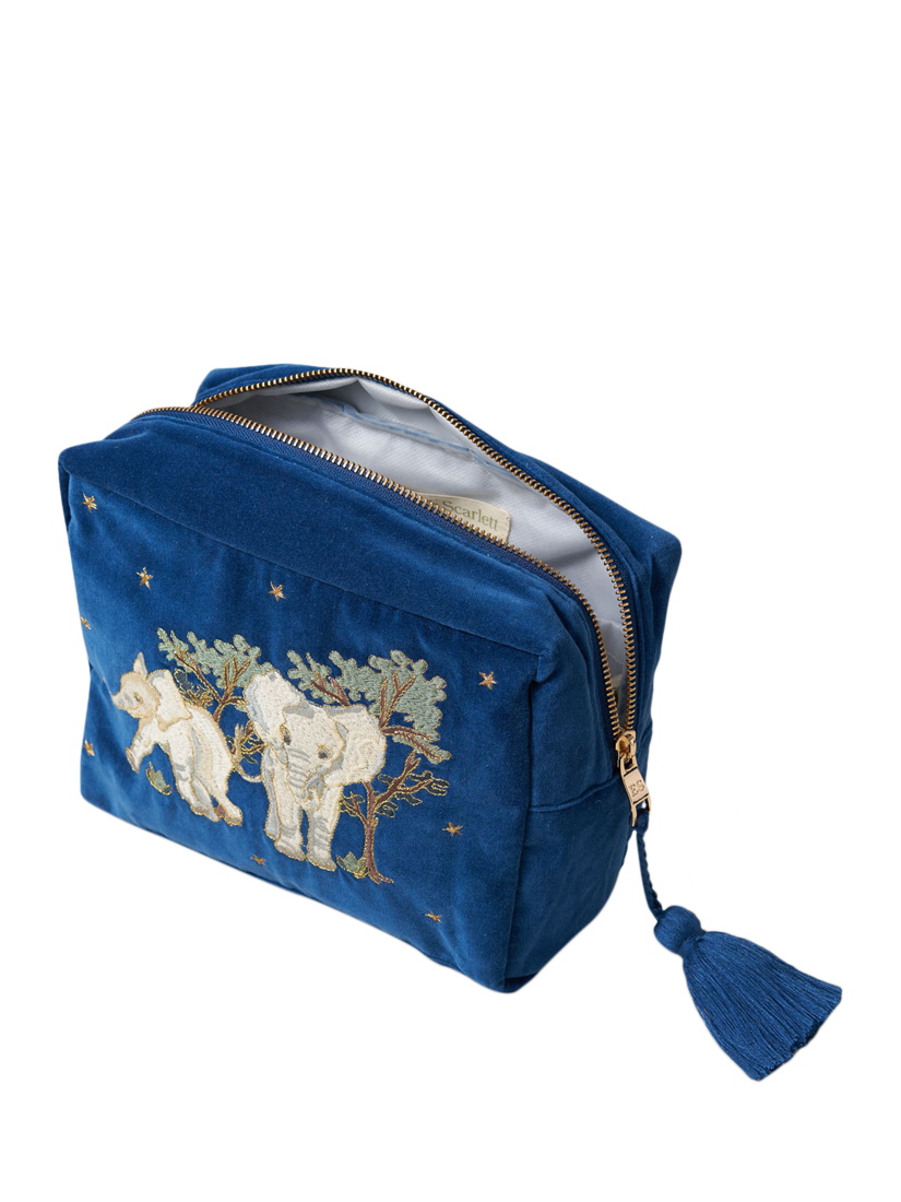 Product image 2 of 5, which shows Elizabeth Scarlett Elephant Wash Bag, Navy