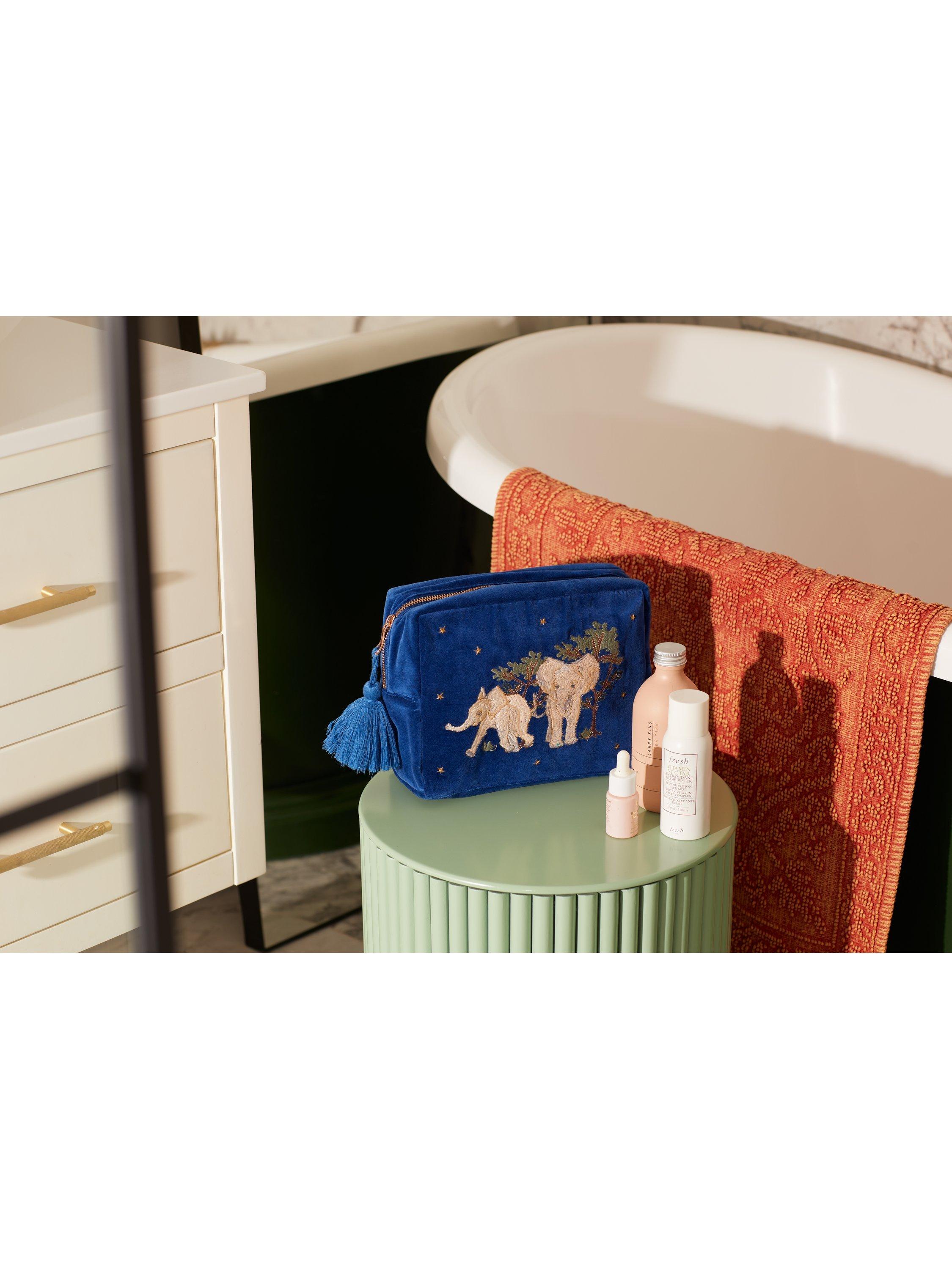 Product image 5 of 5, which shows Elizabeth Scarlett Elephant Wash Bag, Navy