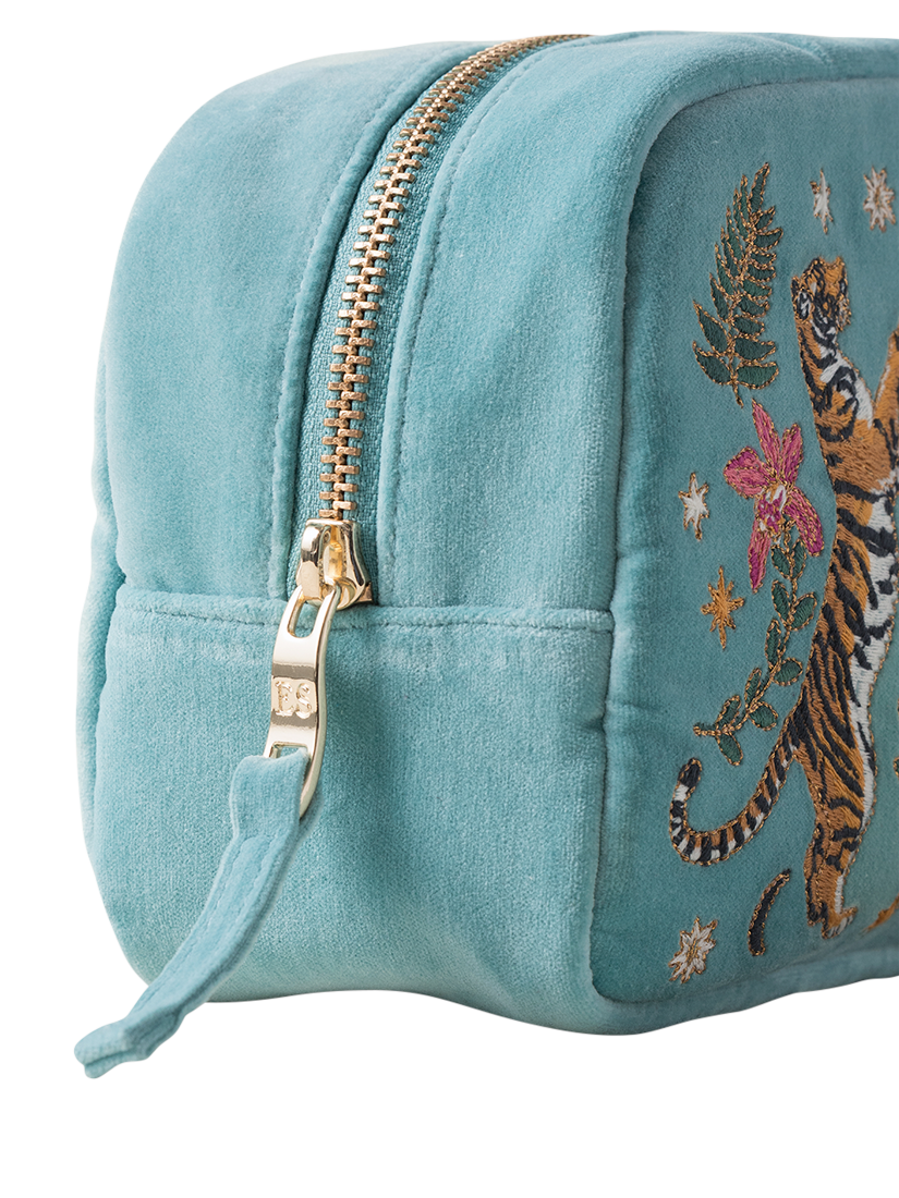 Product image 2 of 3, which shows Elizabeth Scarlett Celestial Tiger Makeup Bag, Light Blue