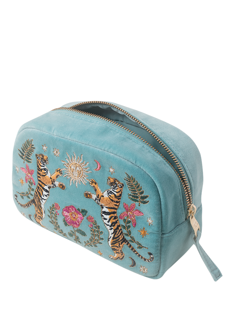 Product image 3 of 3, which shows Elizabeth Scarlett Celestial Tiger Makeup Bag, Light Blue