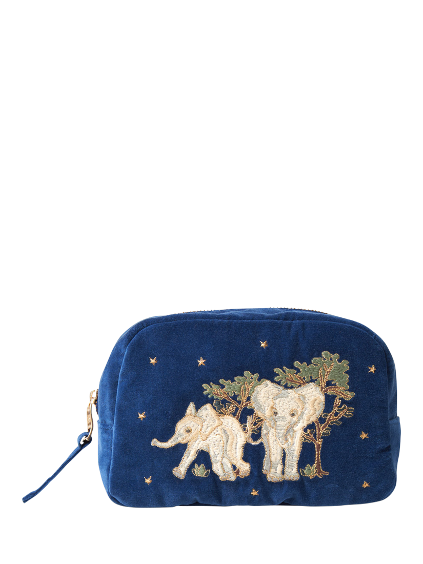 Product image 1 of 3, which shows Elizabeth Scarlett Elephant Makeup Bag, Navy