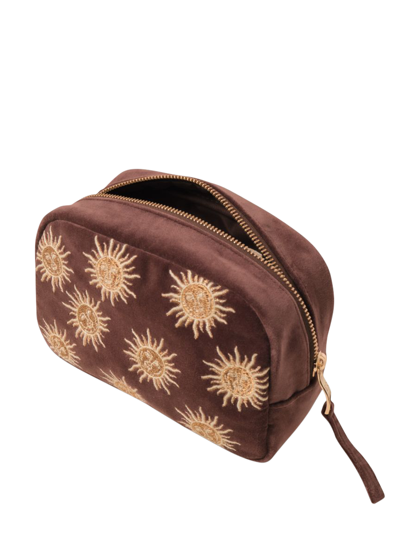 Product image 3 of 3, which shows Elizabeth Scarlett Sun Goddess Makeup Bag, Chocolate
