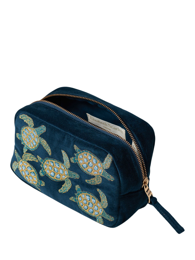 Product image 2 of 5, which shows Elizabeth Scarlett Turtle Marine Cosmetics Bag, Navy