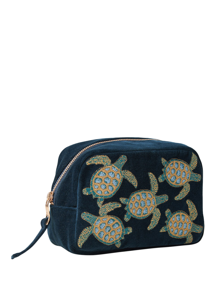 Product image 3 of 5, which shows Elizabeth Scarlett Turtle Marine Cosmetics Bag, Navy