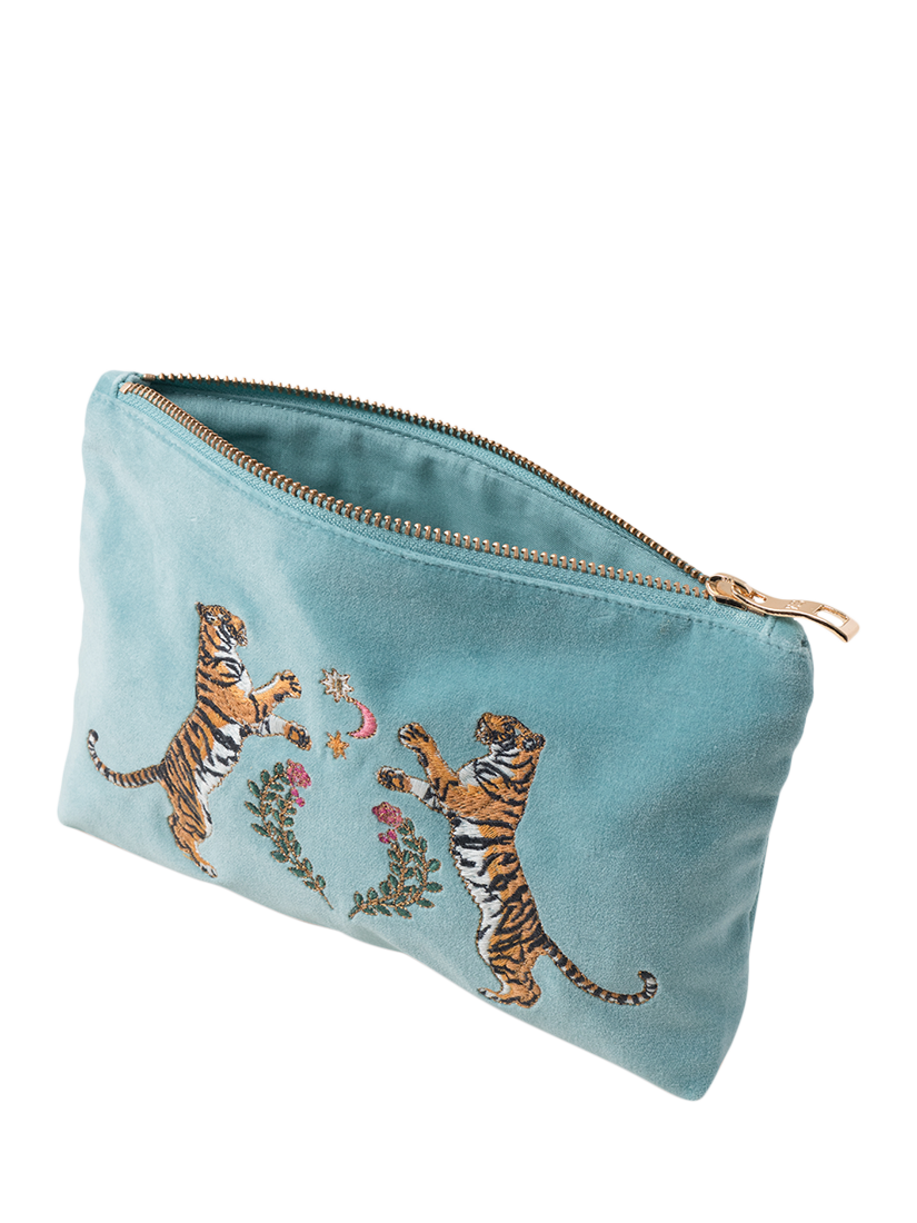 Product image 2 of 3, which shows Elizabeth Scarlett Celestial Tiger Mini Pouch, Light Blue